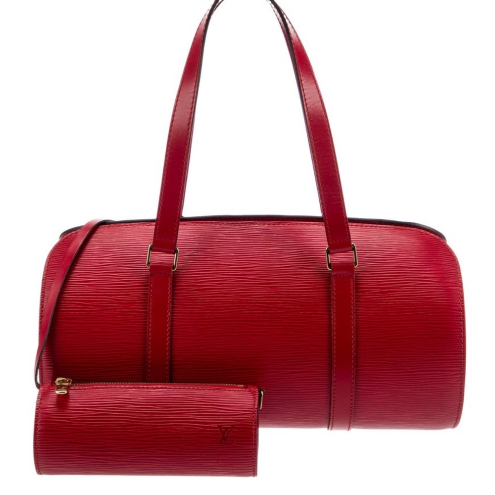 💯Authentic Louis Vuitton Vintage red Epi Soufflot with pouch
